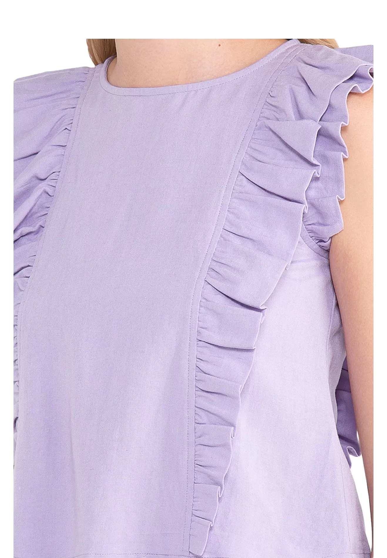 ELLE Apparel Ruffle Pleated Sleeveless Top