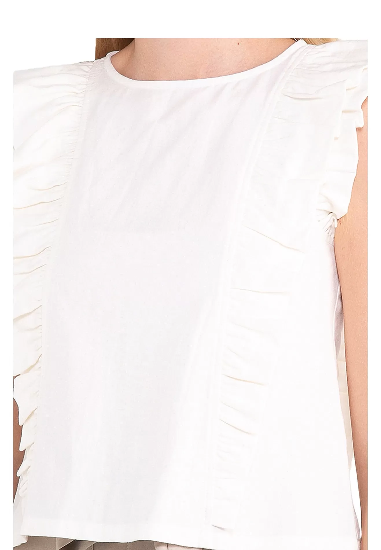 ELLE Apparel Ruffle Pleated Sleeveless Top