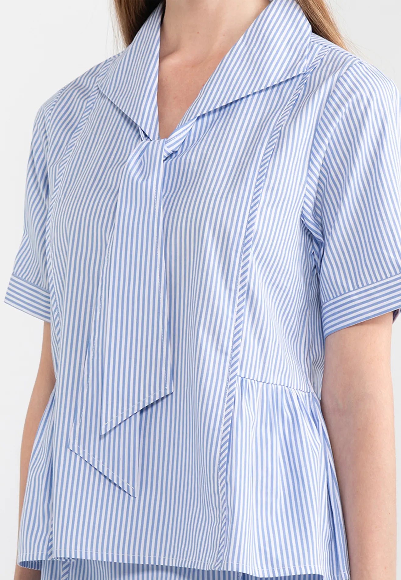 ELLE Apparel Striped Bow-Tie Shirt