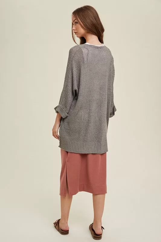 FINAL SALE - Gray Beachy Cardigan