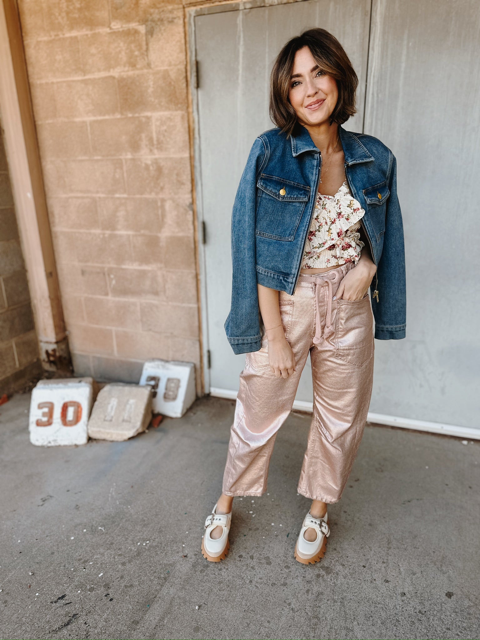 Free People | Moxie Low Slung Pull On Pant | Metallic Bubblegum | FINAL SALE