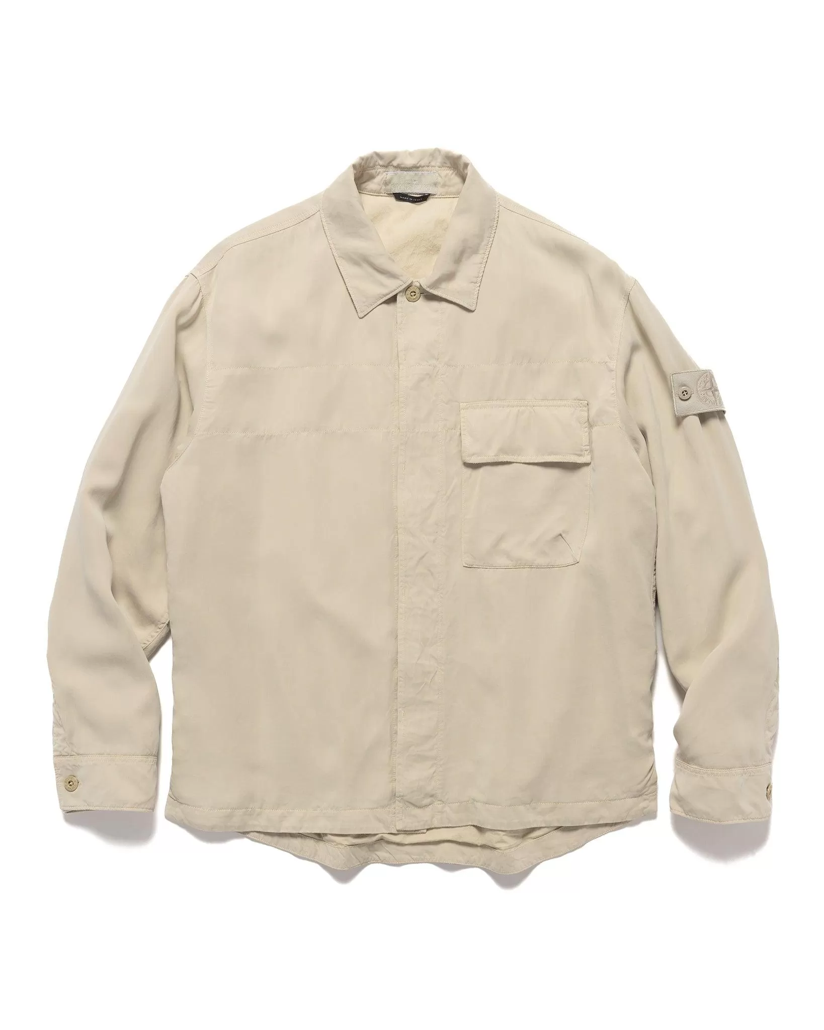 Ghost Piece Cupro Raso Comfort Fit Overshirt Beige