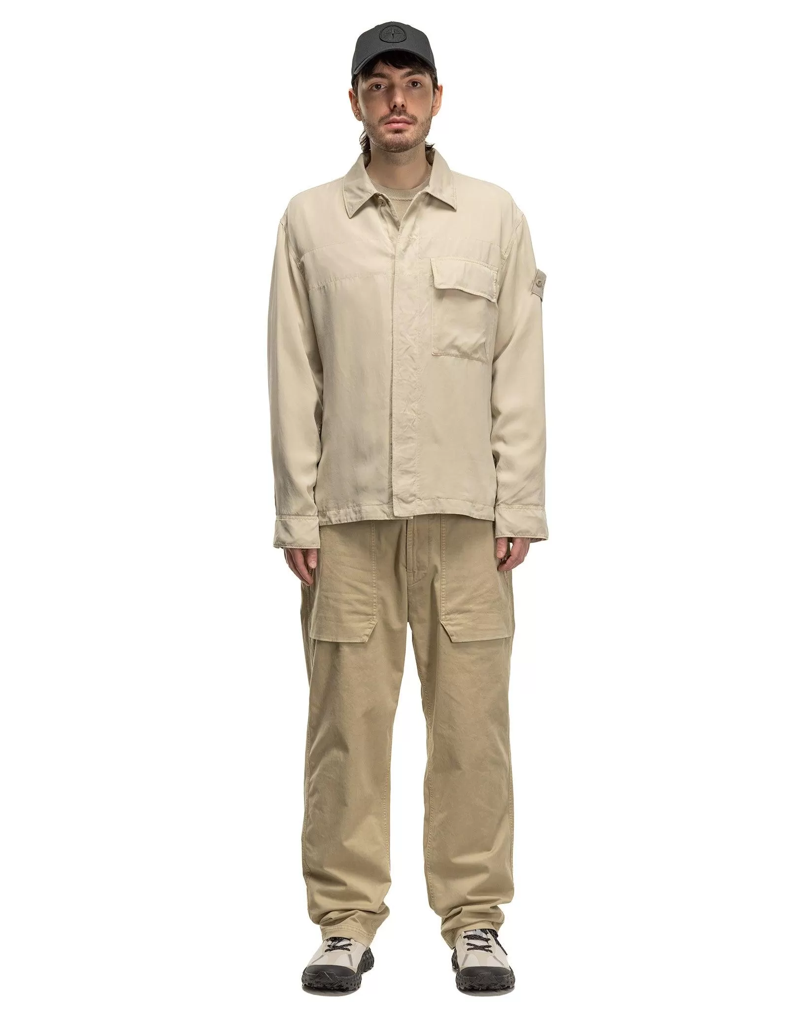 Ghost Piece Cupro Raso Comfort Fit Overshirt Beige