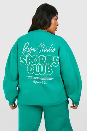 Hoodies & Sweatshirts | Plus Dsgn Studio Sports Club Slogan Oversized Sweatshirt | boohoo