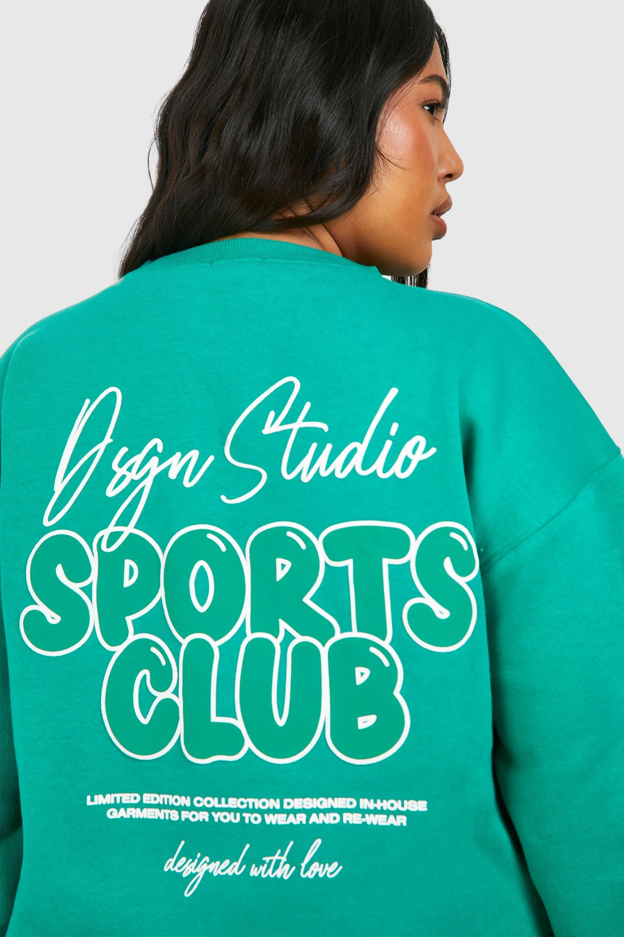 Hoodies & Sweatshirts | Plus Dsgn Studio Sports Club Slogan Oversized Sweatshirt | boohoo