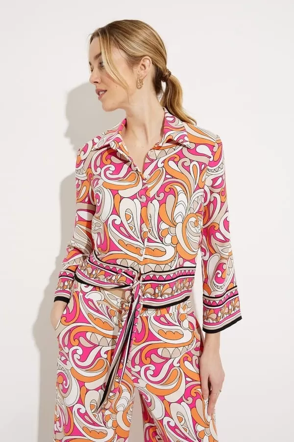 Joseph Ribkoff Printed Tie-front Blouse - 232043