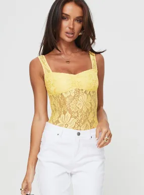 Karisian Lace Bodysuit Yellow