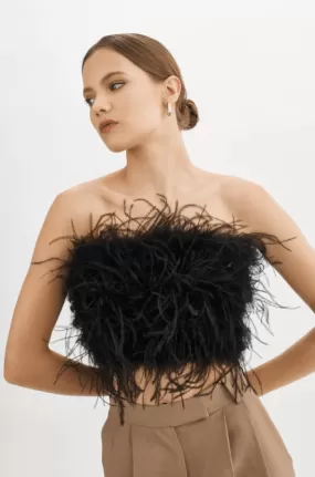 Lamarque Zaina Feather Bustier in Black