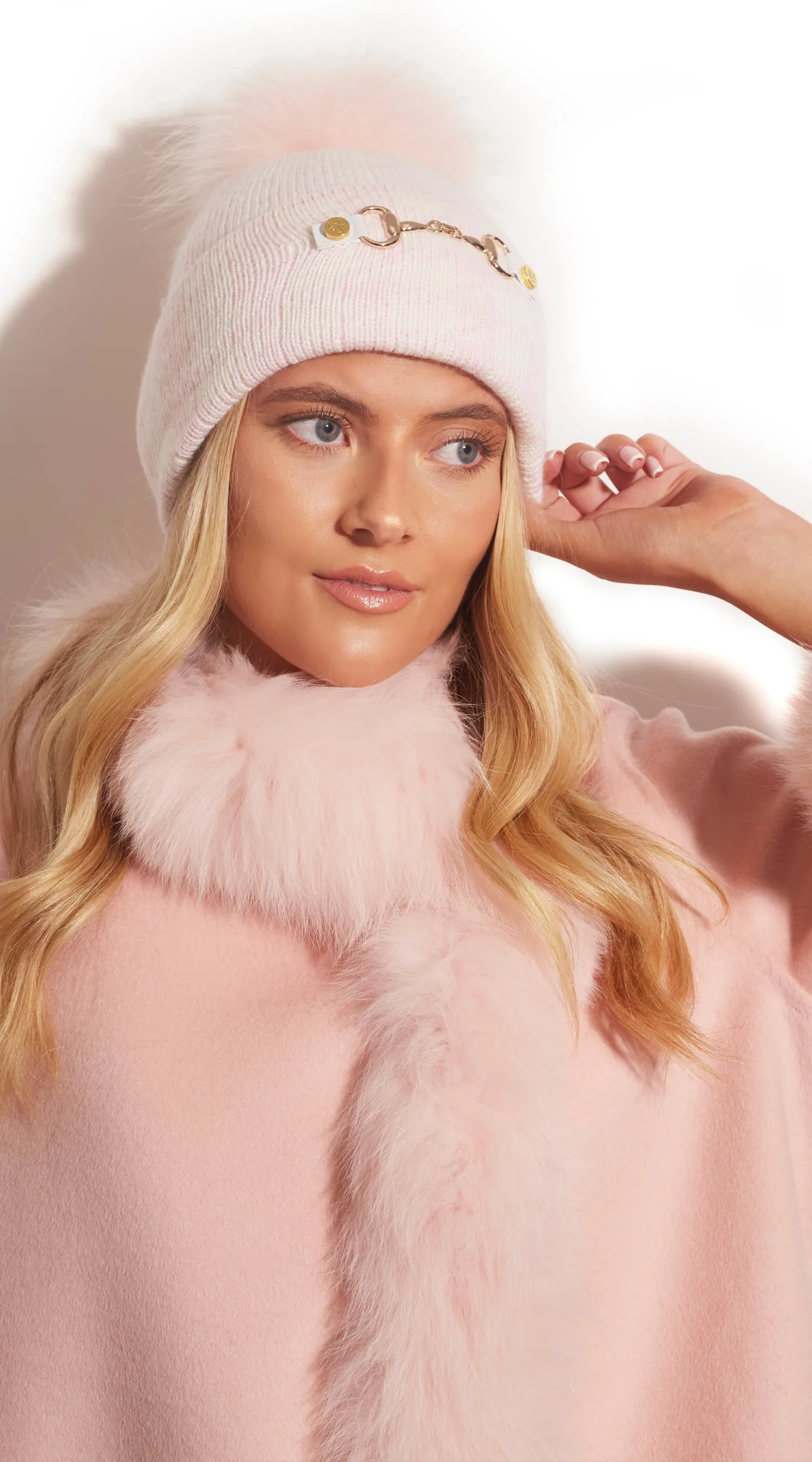 Lexington Pom Pom Hat - Pink/White