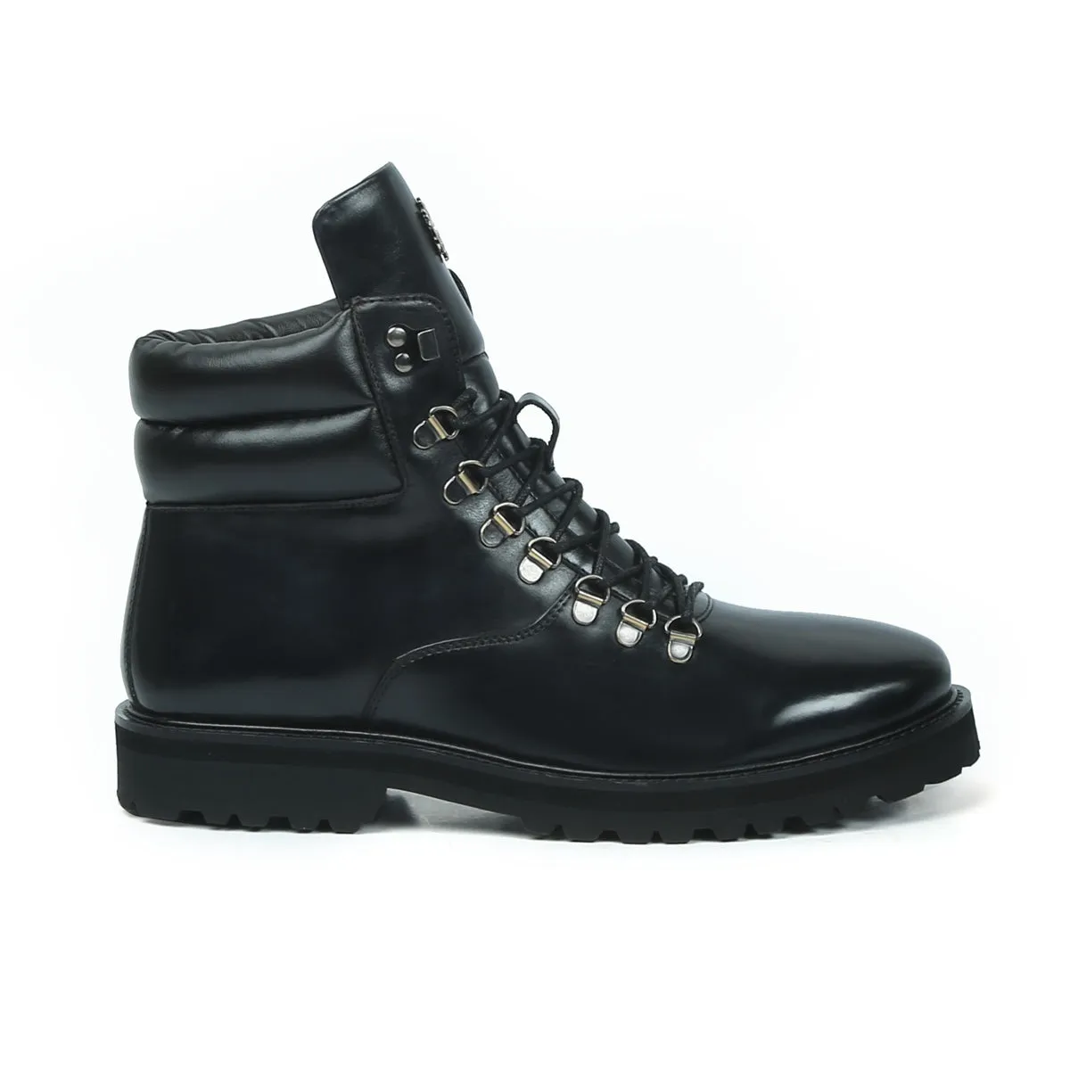 Light Weight Black Biker Boot With Lace-Up Closure By Brune & Bareskin