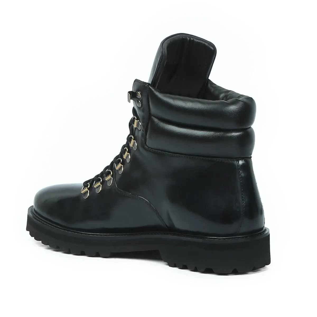 Light Weight Black Biker Boot With Lace-Up Closure By Brune & Bareskin