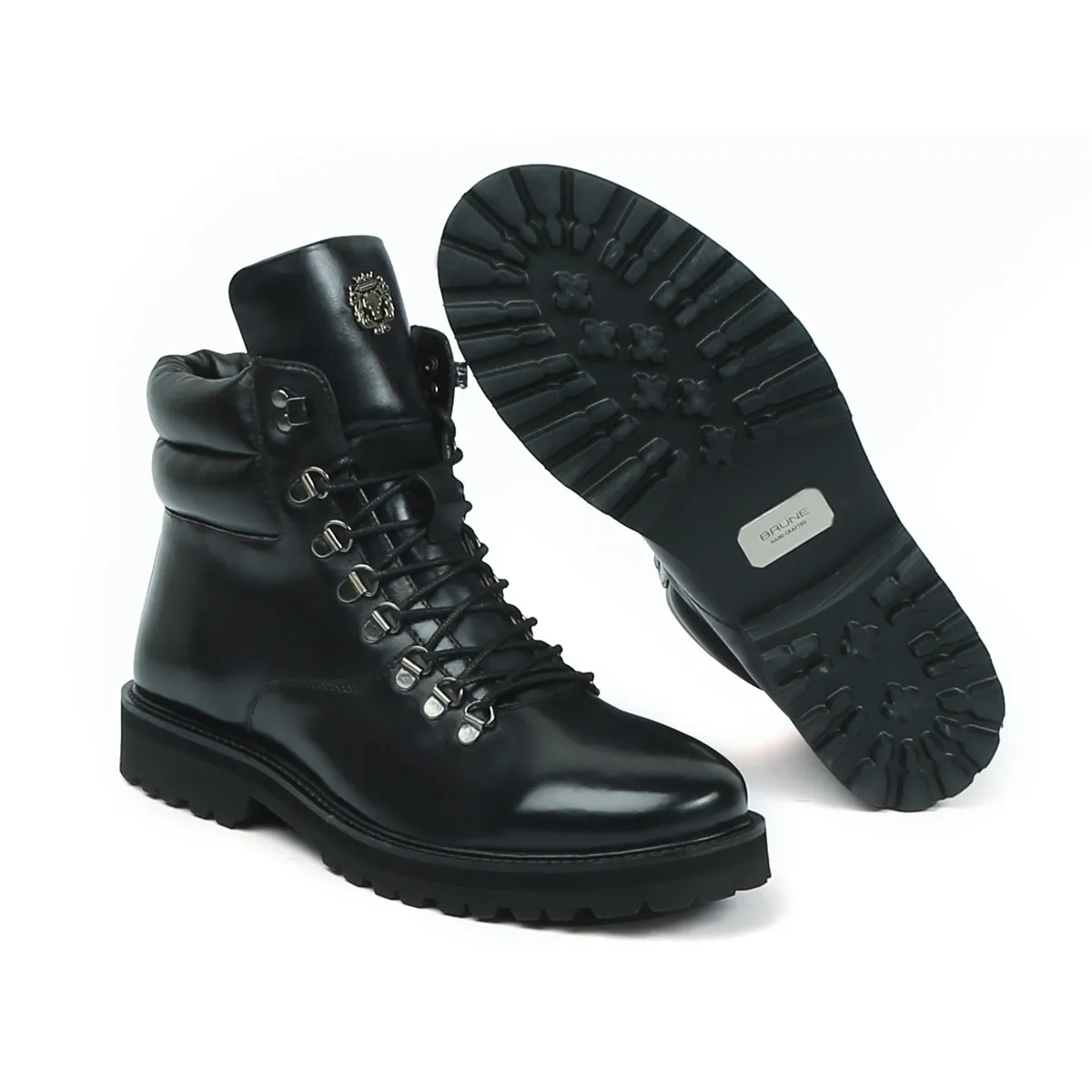 Light Weight Black Biker Boot With Lace-Up Closure By Brune & Bareskin