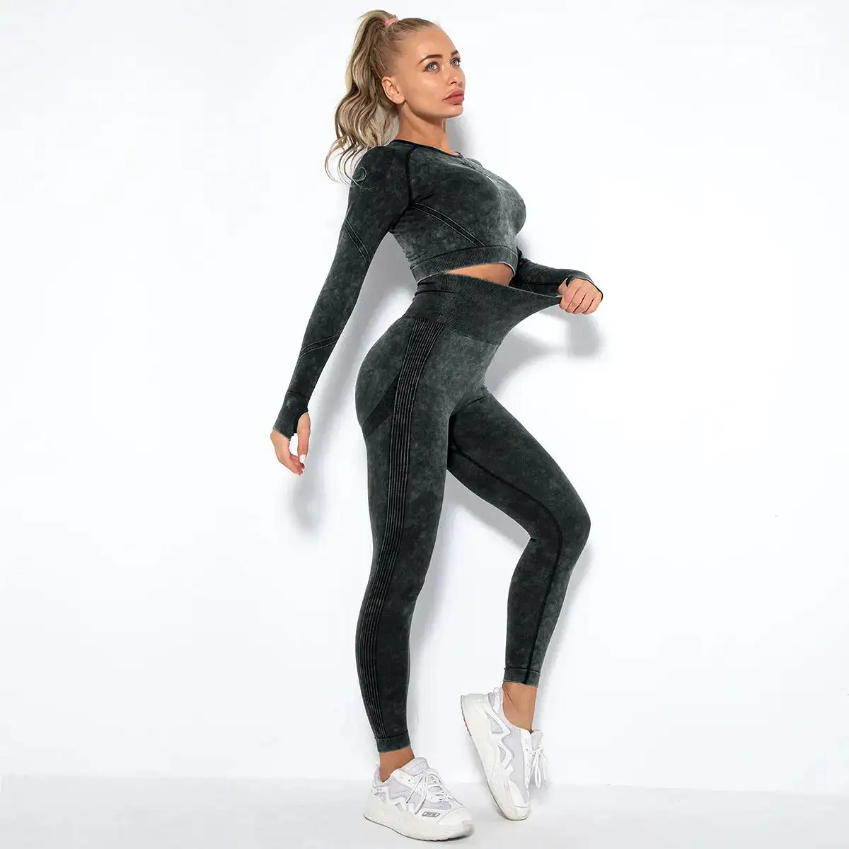 Long Sleeve Scrunch Yoga Suit (10 colors)