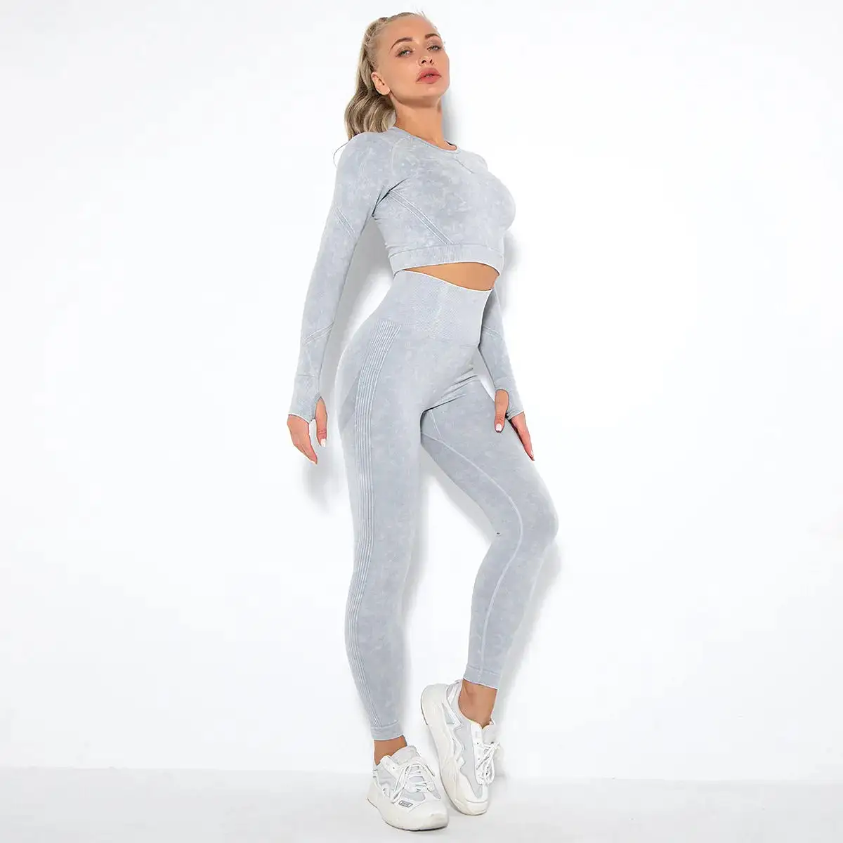 Long Sleeve Scrunch Yoga Suit (10 colors)