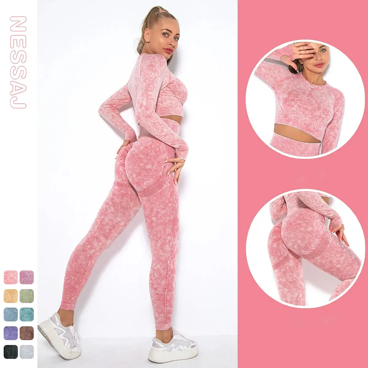 Long Sleeve Scrunch Yoga Suit (10 colors)