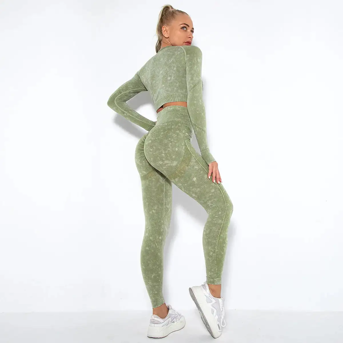 Long Sleeve Scrunch Yoga Suit (10 colors)