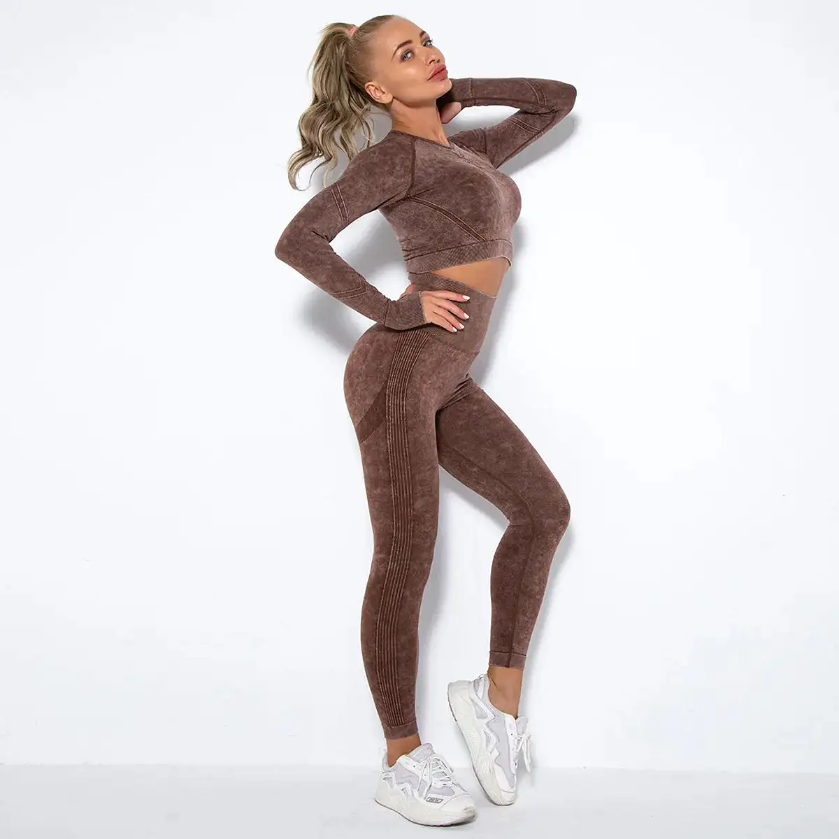 Long Sleeve Scrunch Yoga Suit (10 colors)