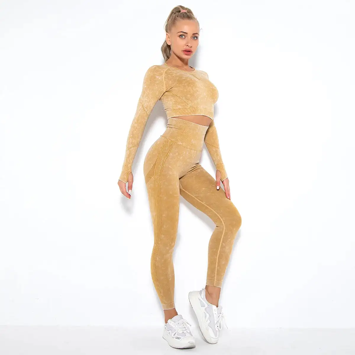 Long Sleeve Scrunch Yoga Suit (10 colors)