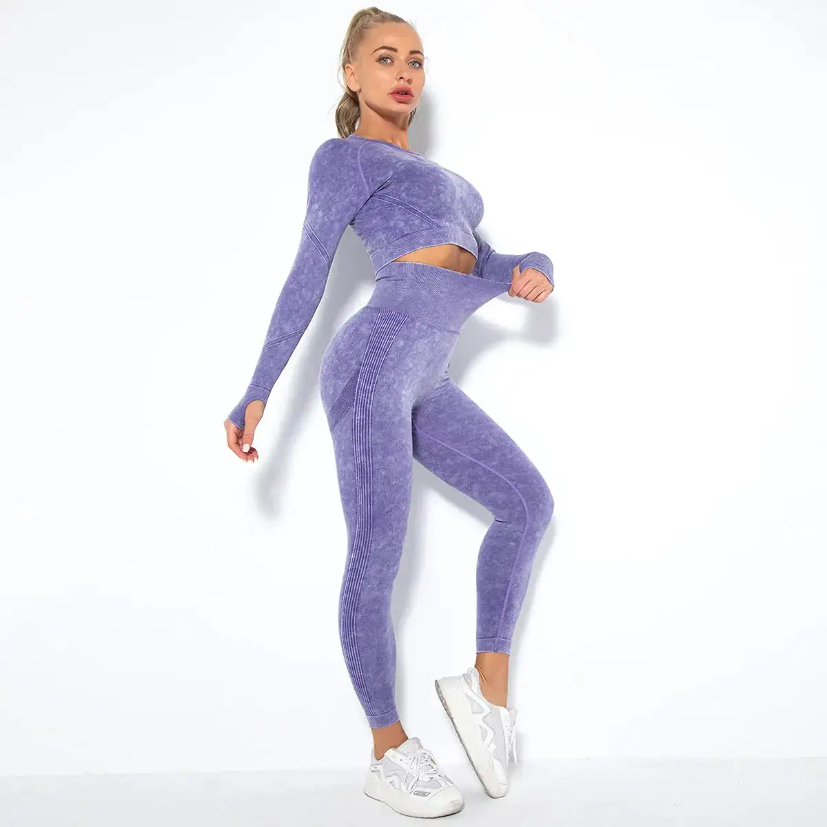 Long Sleeve Scrunch Yoga Suit (10 colors)