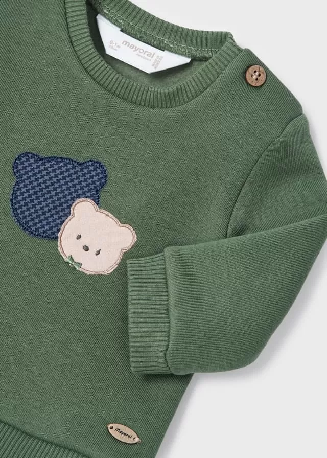 Long trousers & pullover for newborn boy - Forest