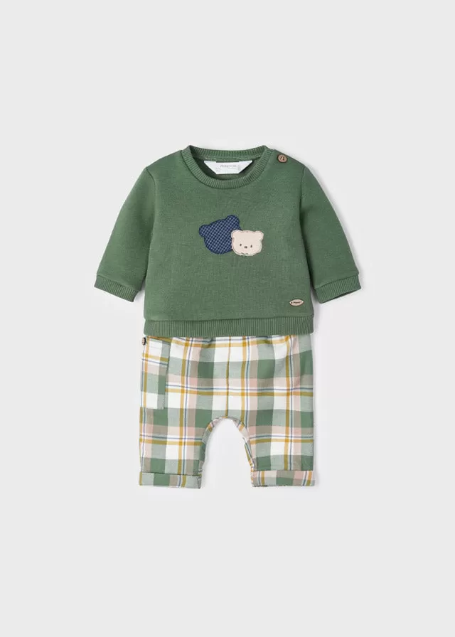 Long trousers & pullover for newborn boy - Forest