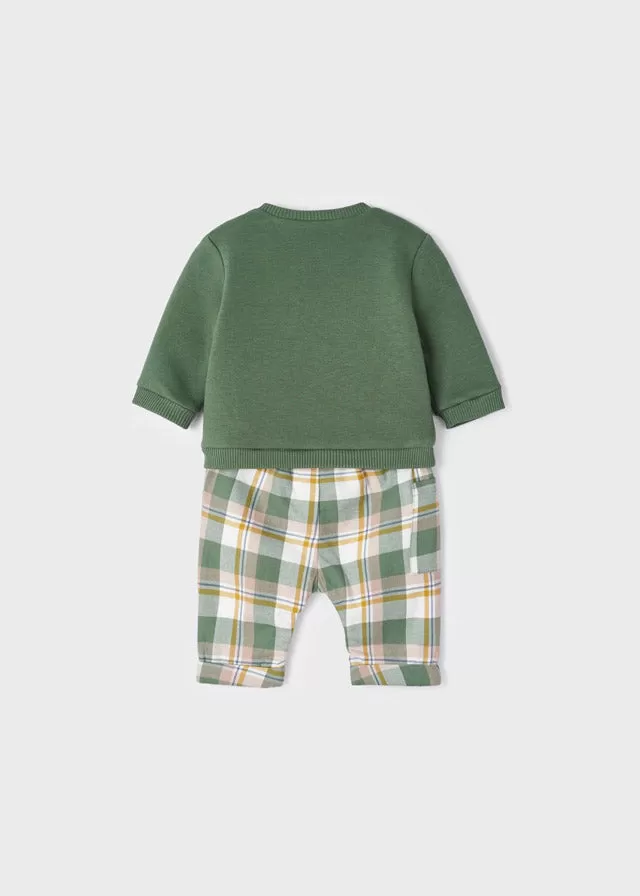 Long trousers & pullover for newborn boy - Forest