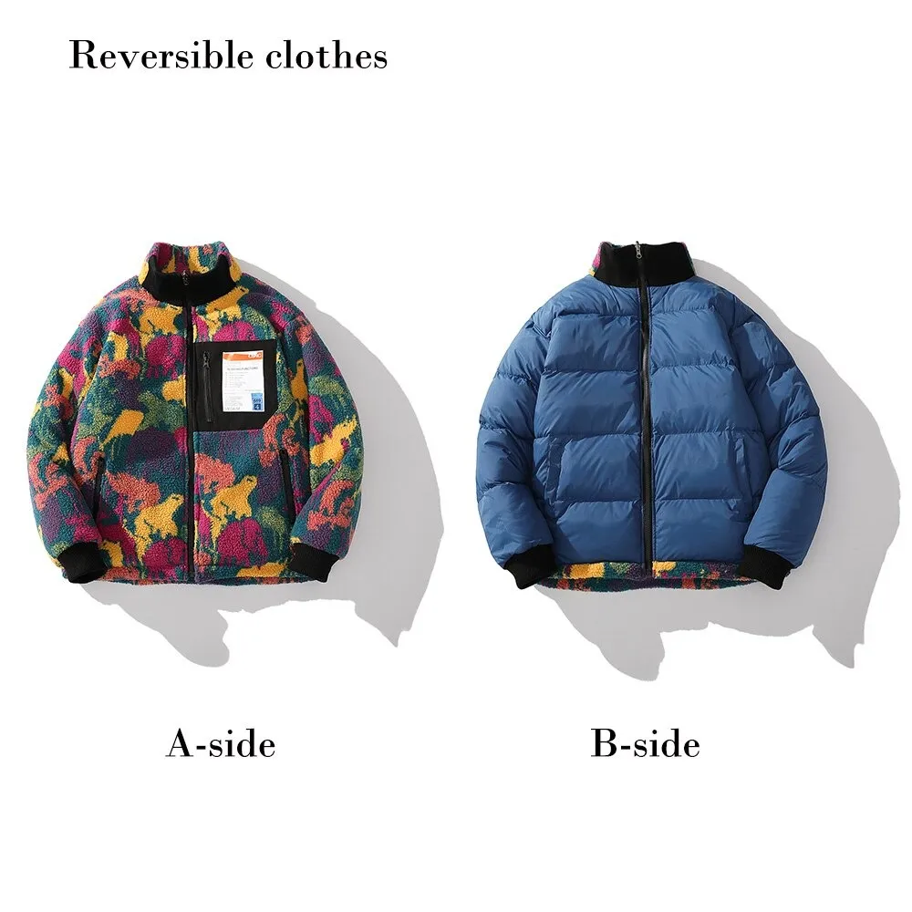 Male Colorful Double-Sided Wearable Jackets / Casual Warm Jackets for Men