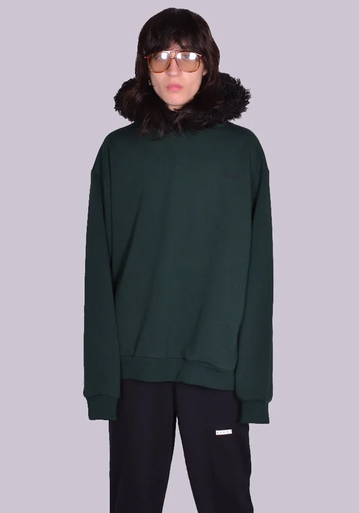 MARNI FUMU0067Q1 FAUX FUR SWEAT HOODIE SPHERICAL GREEN