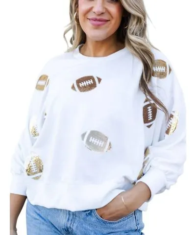 Mary Square Football Fanatic Embellished Sweatshirt