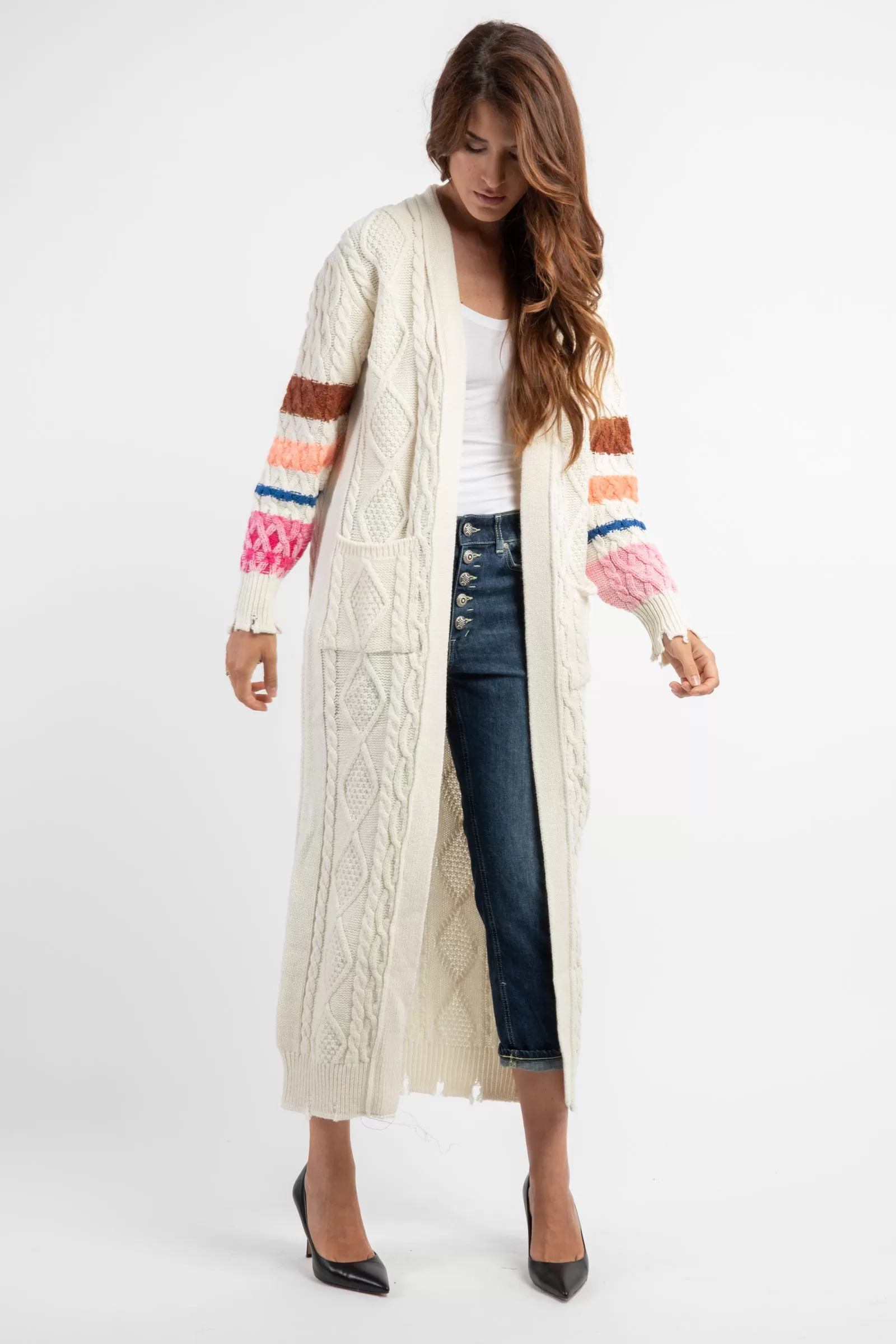 Maxi cardigan a trecce