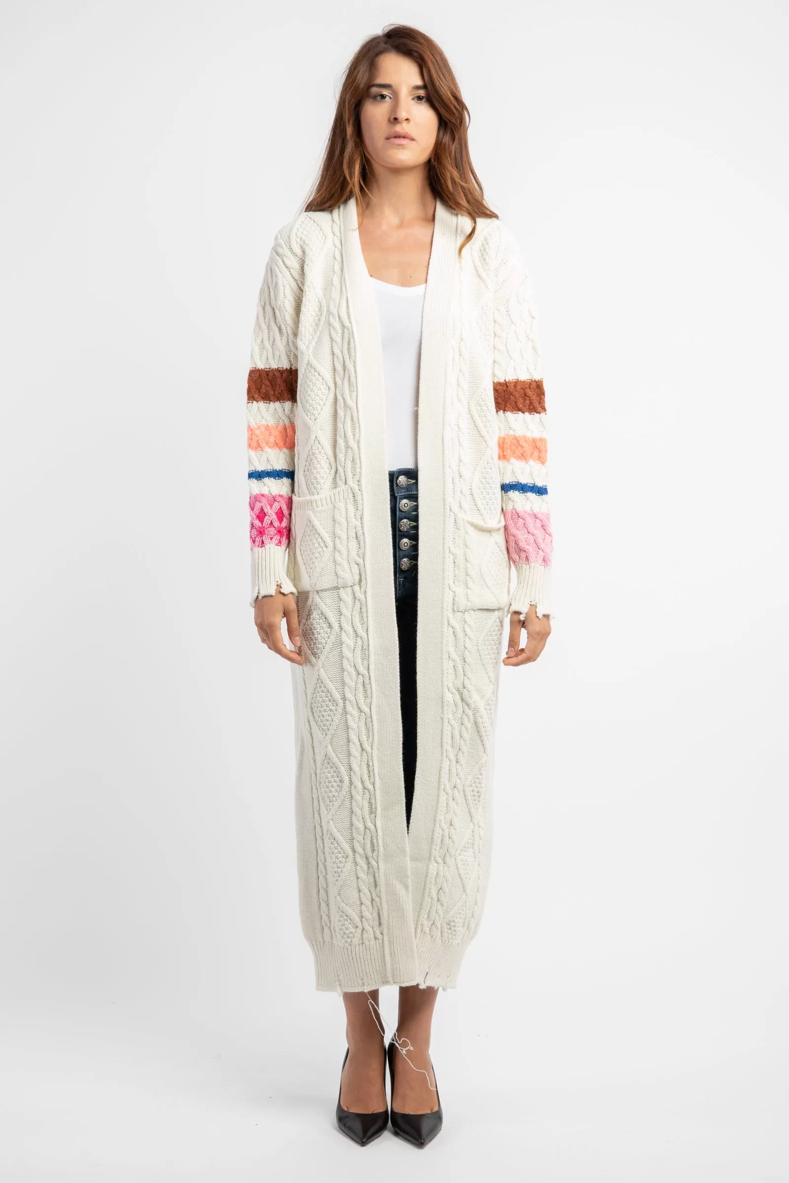 Maxi cardigan a trecce