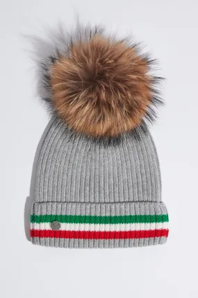 Mens Aston Merino Wool Pom Pom Hat - Grey