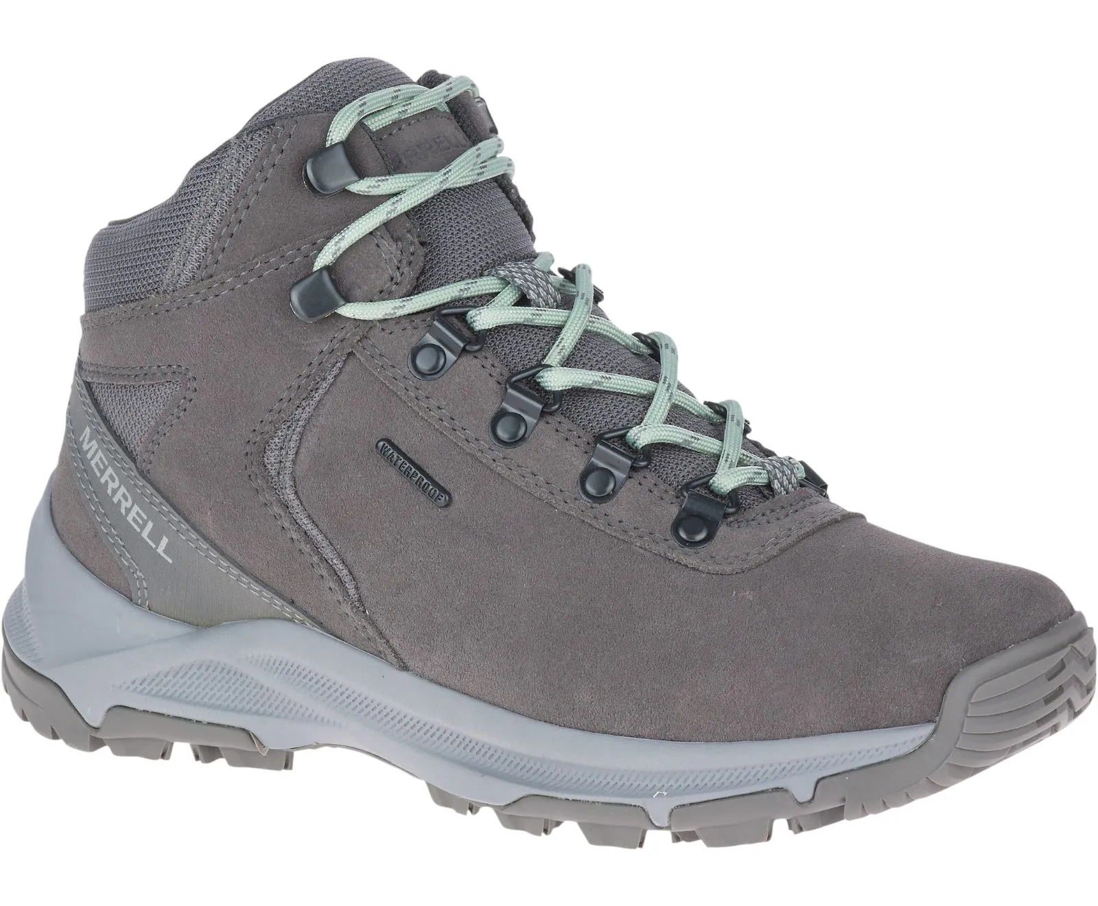 Merrell Womens Erie Mid Waterproof Hiker Boot- Charcoal Suede Leather