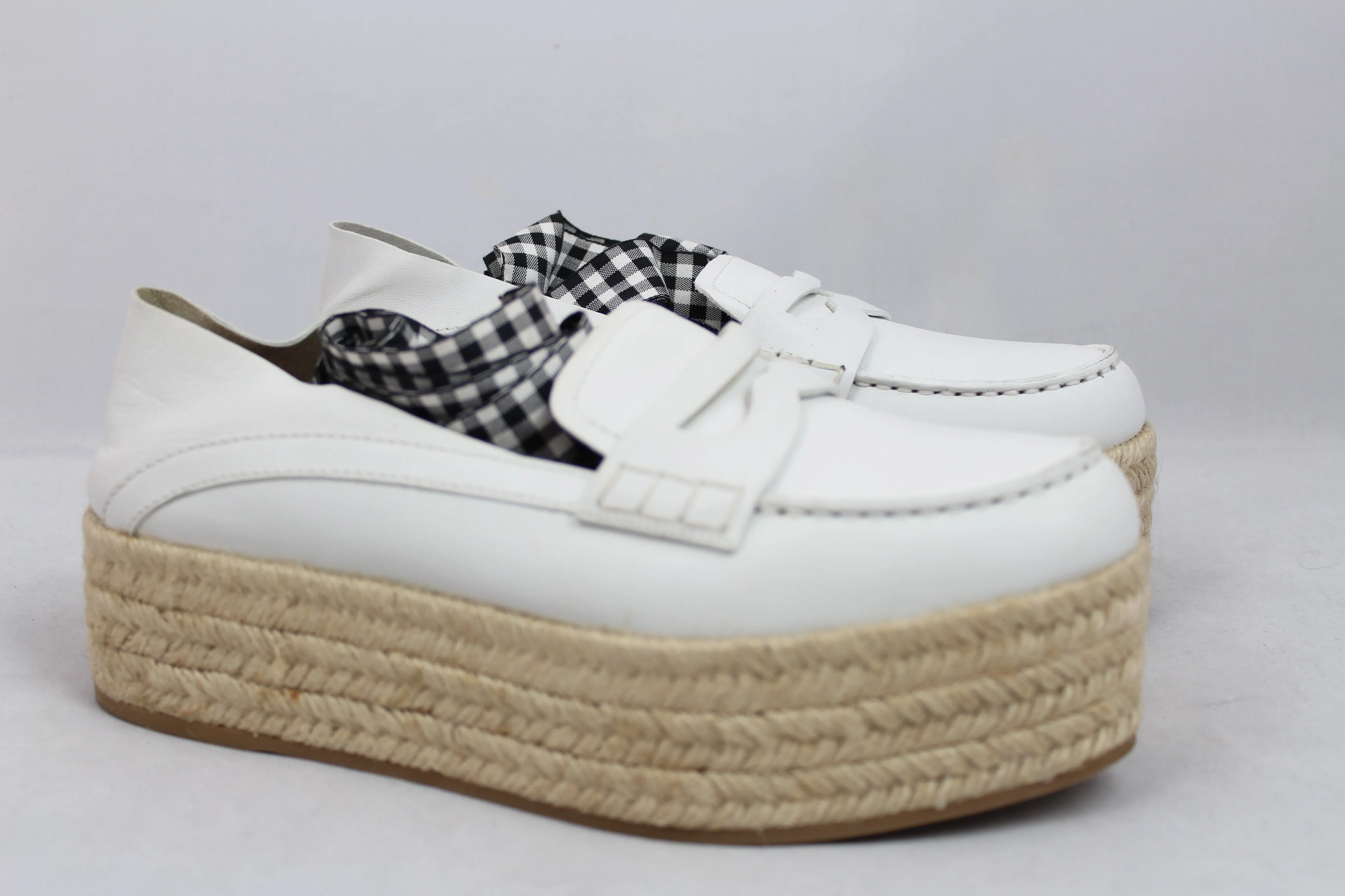 Miu Miu Scarpe Espadrillas platform in pelle bianca con lacci - N. 38