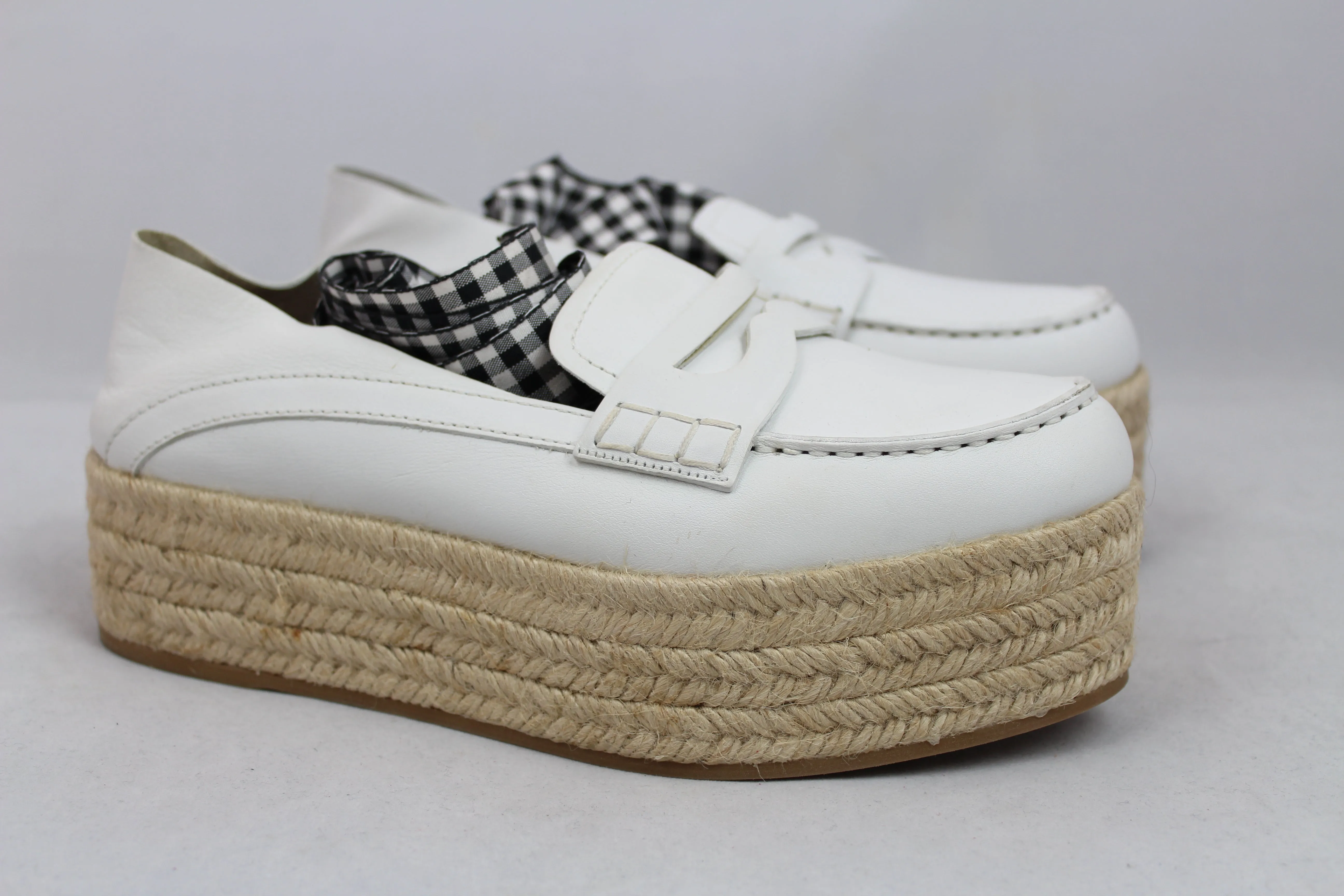 Miu Miu Scarpe Espadrillas platform in pelle bianca con lacci - N. 38