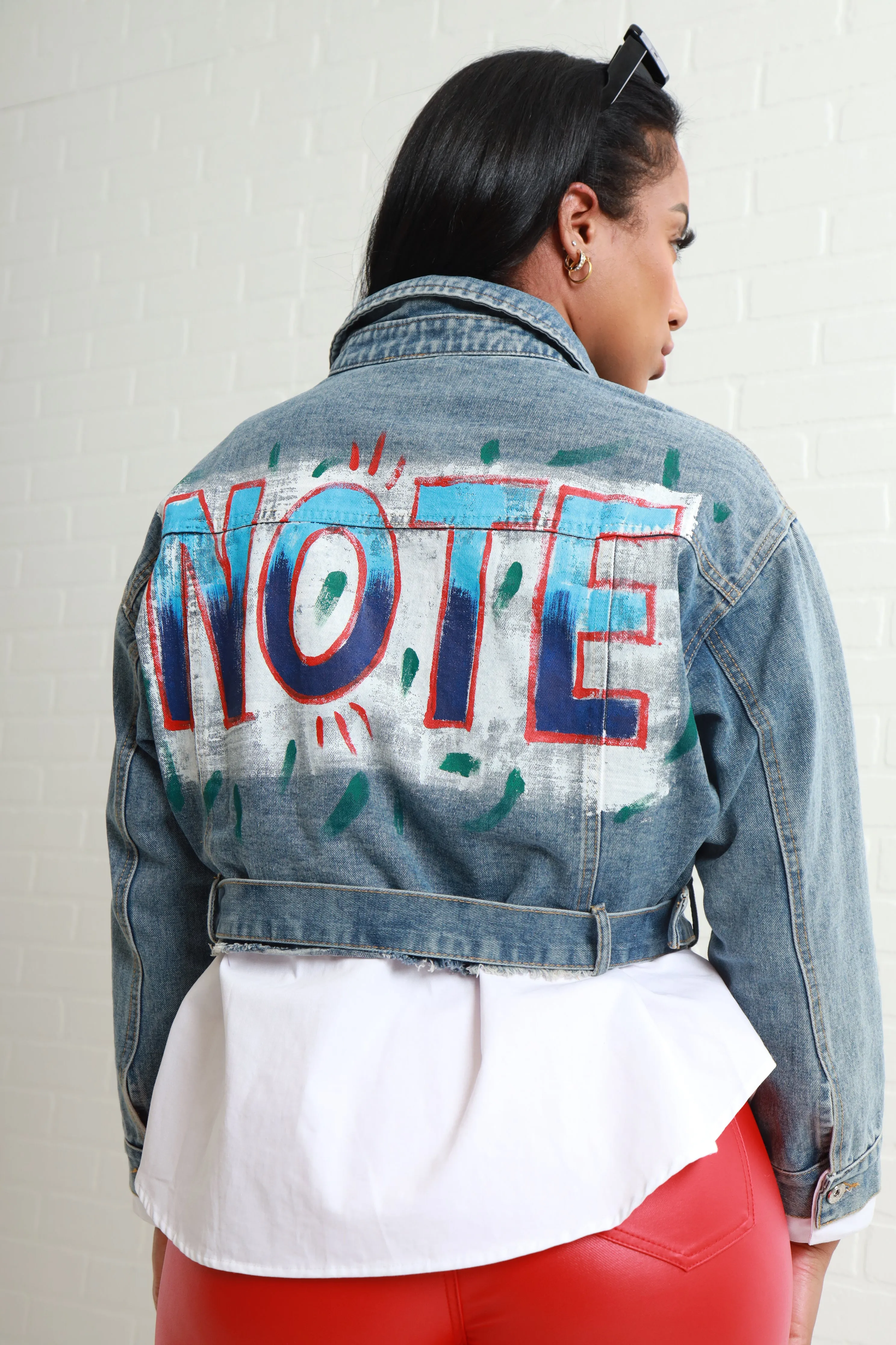 NOTE Distressed Layered Denim Jacket - Medium Wash