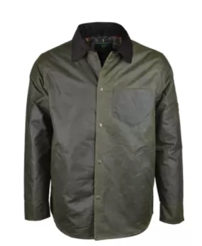 OXFORD BLUE OVERSHIRT ANTIQUE WAX OLIVE