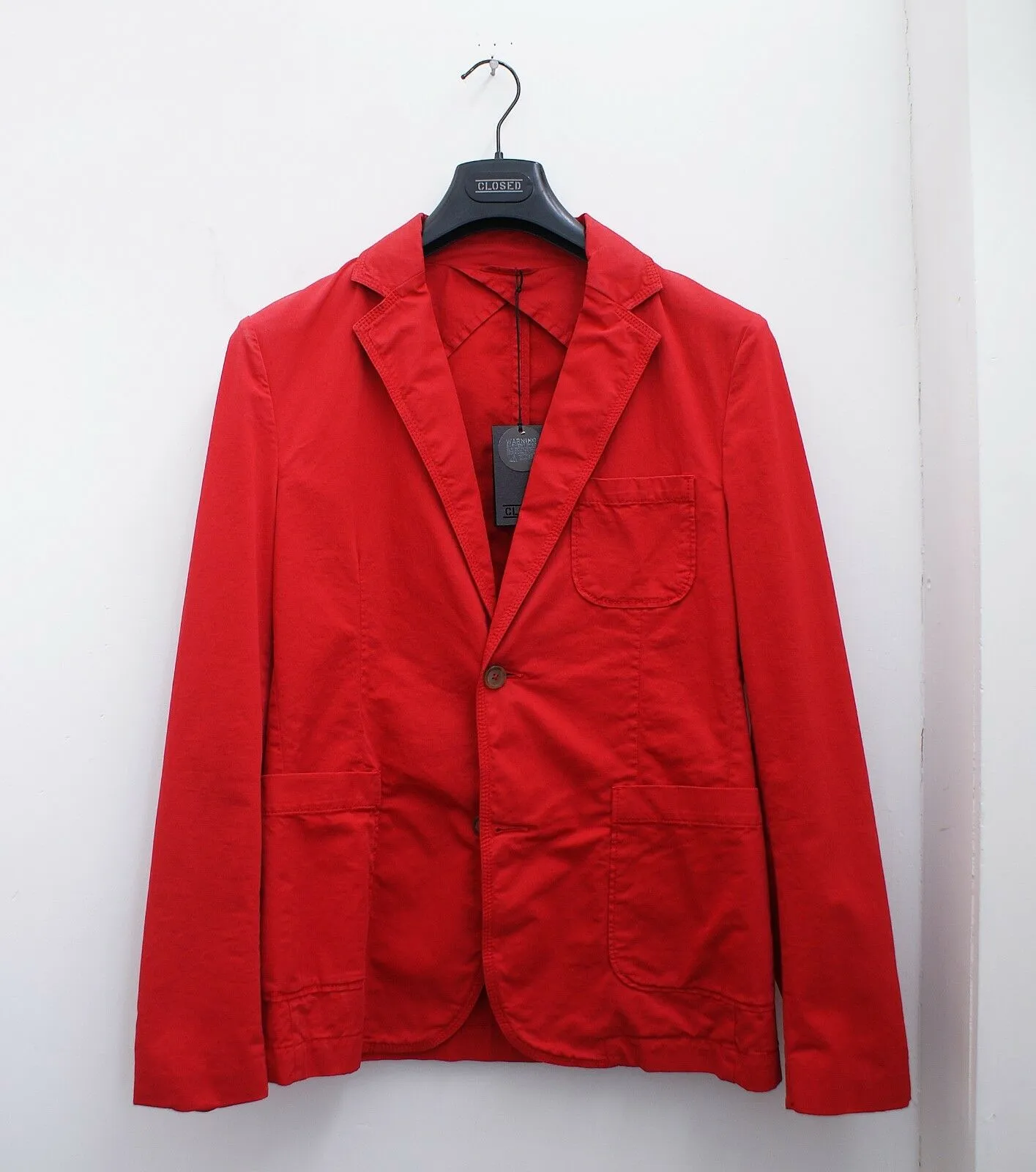 Red Cotton Blazer Jacket