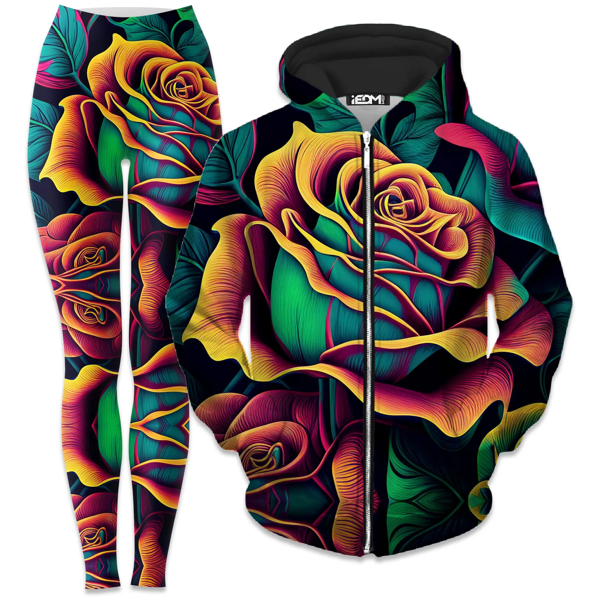 Rosebud Zip-Up Hoodie and Leggings Combo