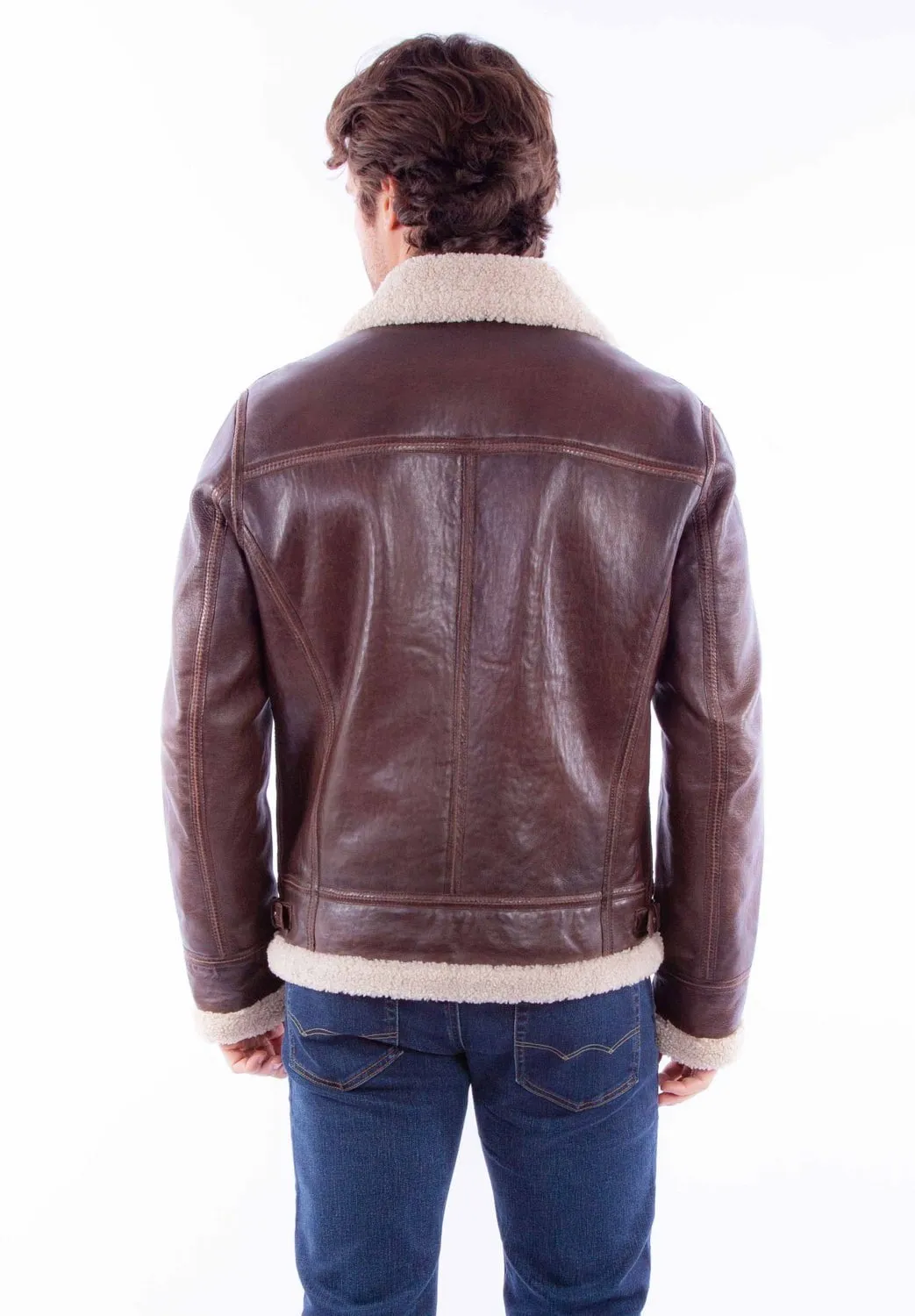 Scully Mens B3 Bomber Chocolate Leather Leather Jacket M