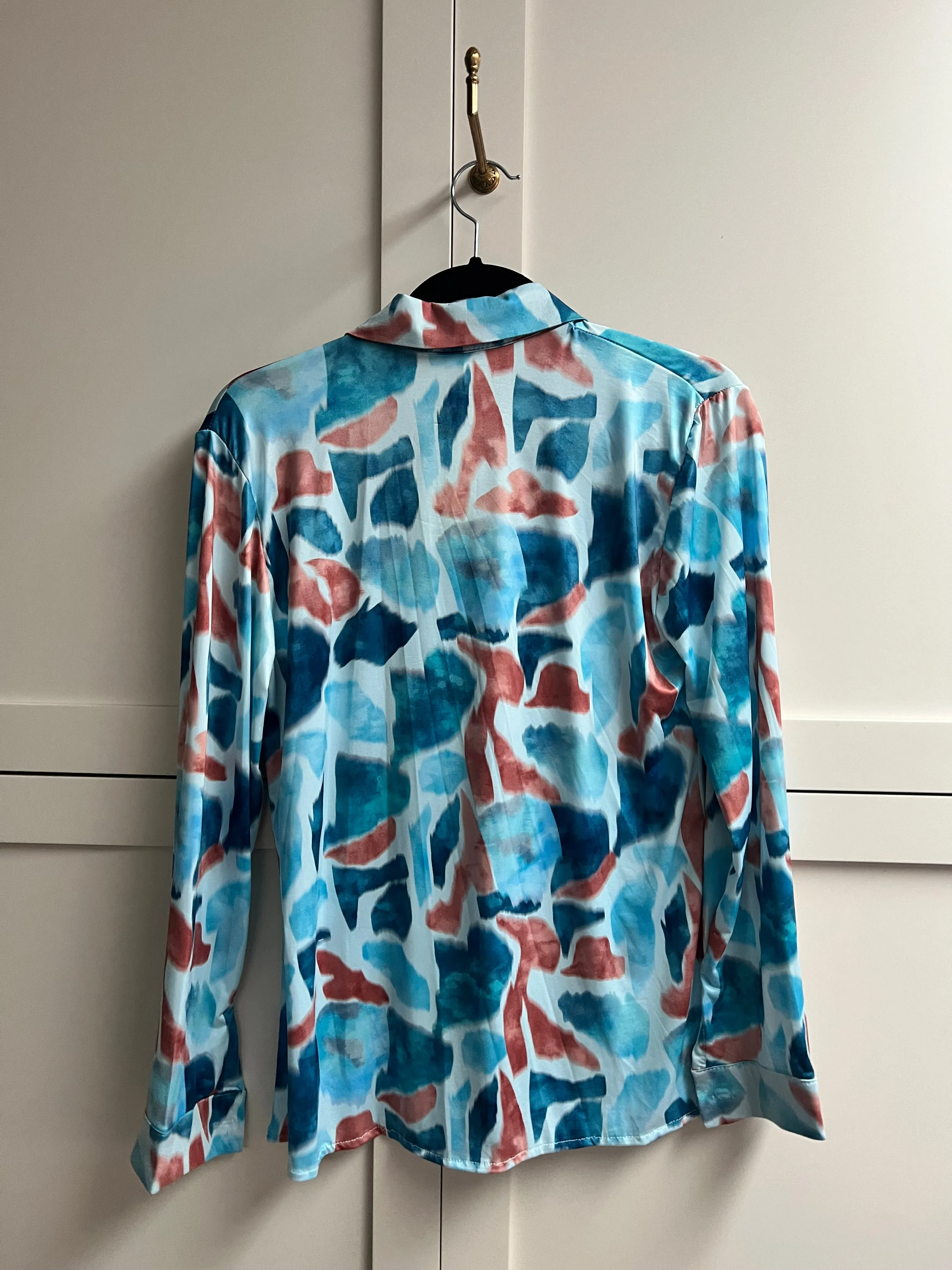 Silky Stretchy Blouse | Rust + Blue