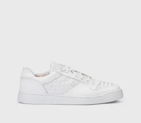 Sneaker in white woven leather