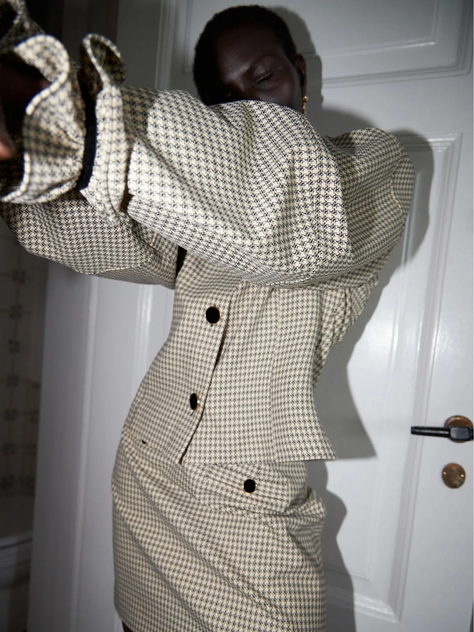 STELLA NOVA JACKET PERLA BEIGE/BLACK CHECKS