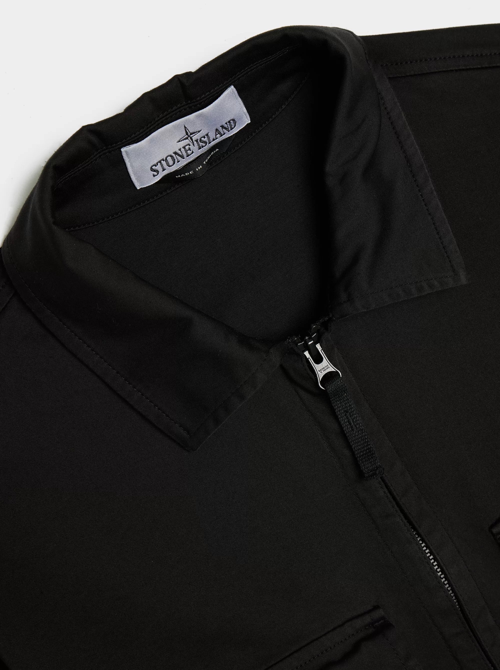 Stretch Cotton Satin Overshirt, Black