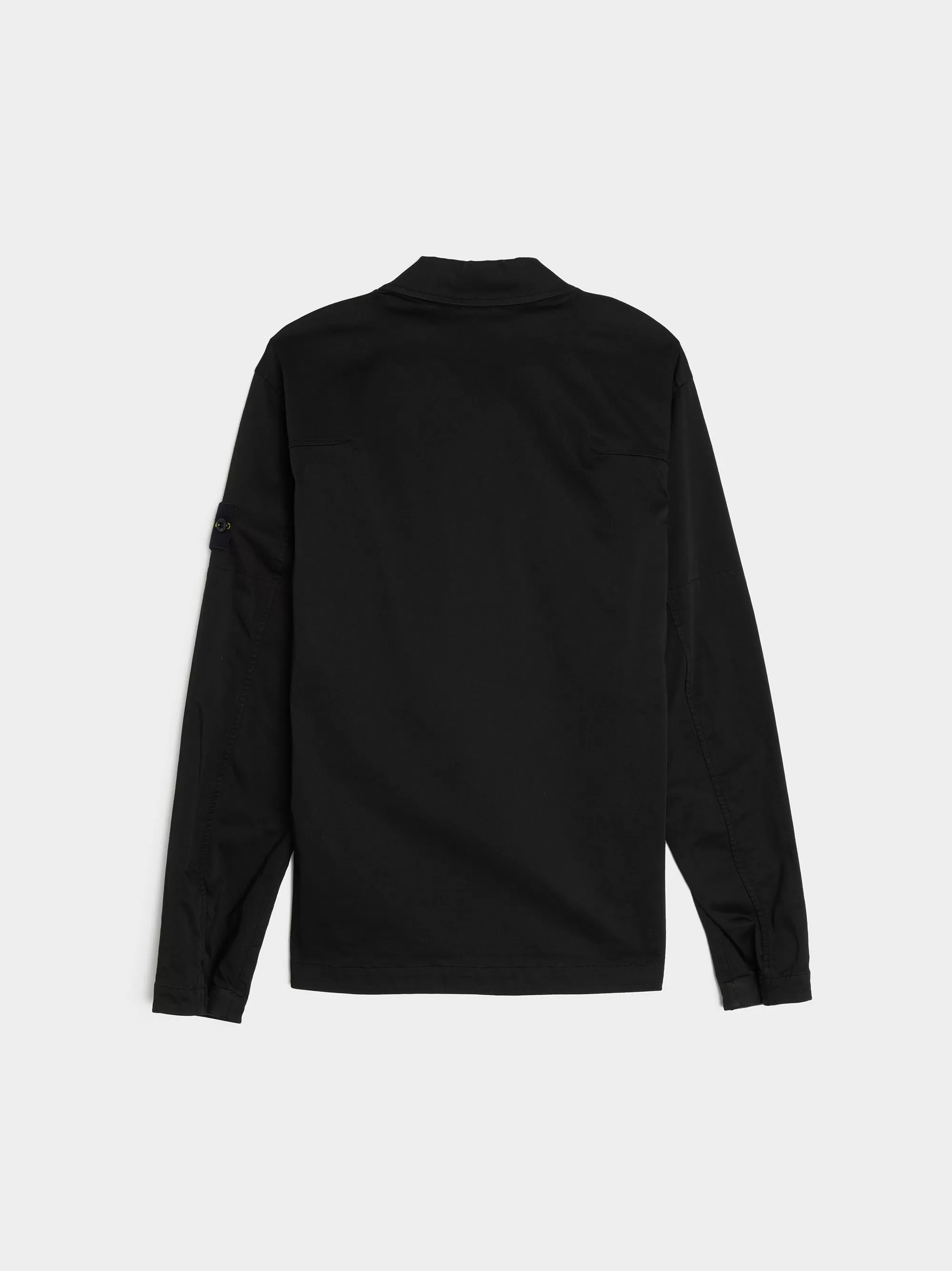 Stretch Cotton Satin Overshirt, Black