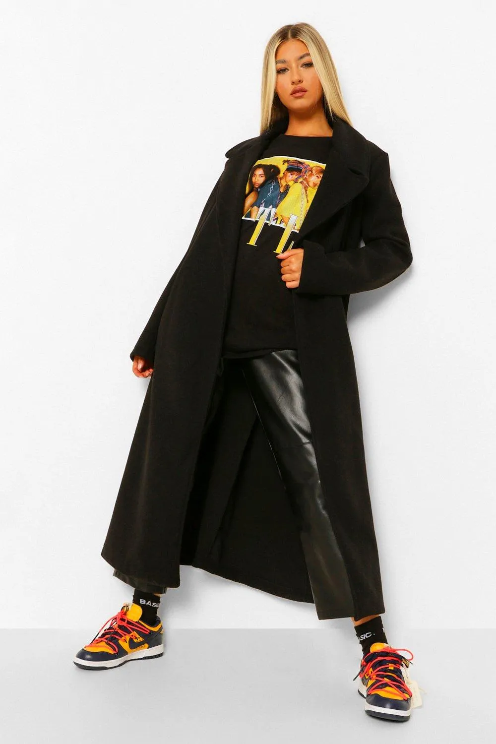 Tall Longline Wool Look Belted Coat