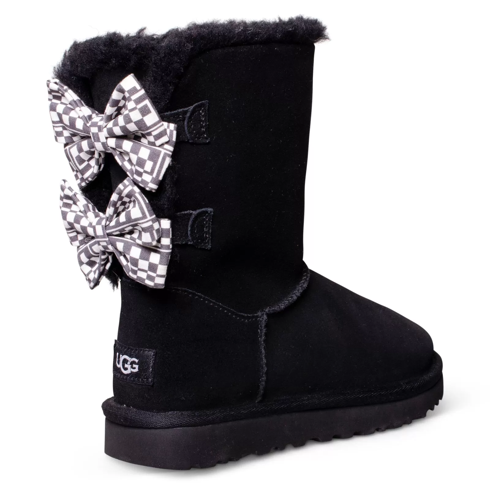 UGG Bailey Bow Checker Black Boots - Women's