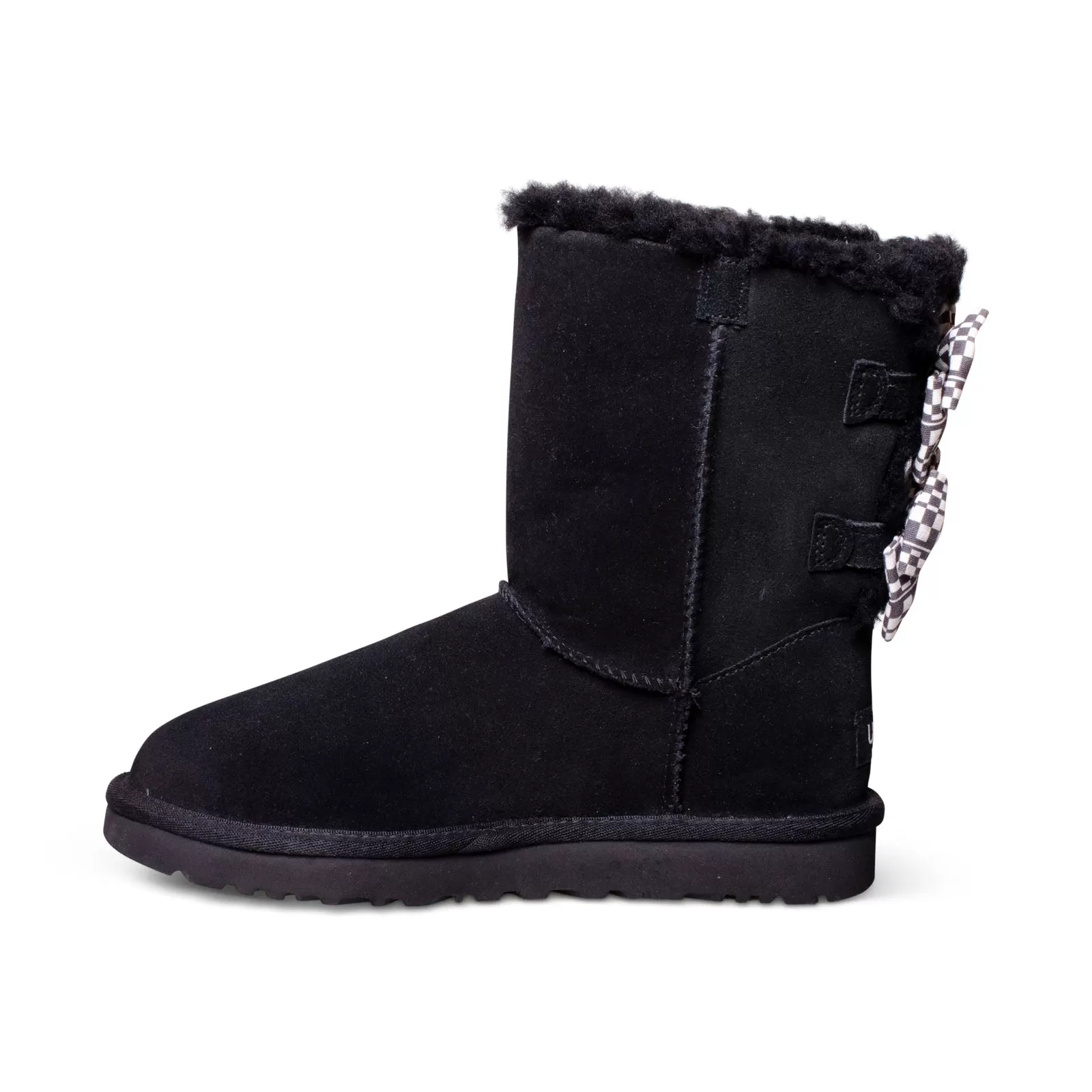 UGG Bailey Bow Checker Black Boots - Women's