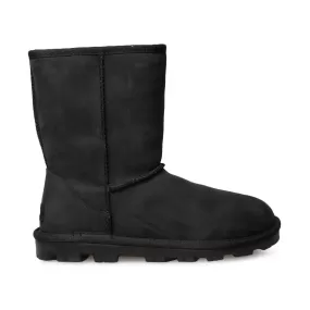 UGG Essential Short Leather Black Boots - Women's