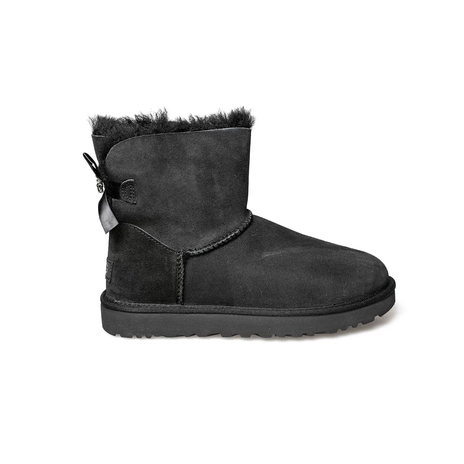 UGG Mini Bailey Brooch Black Boots - Women's